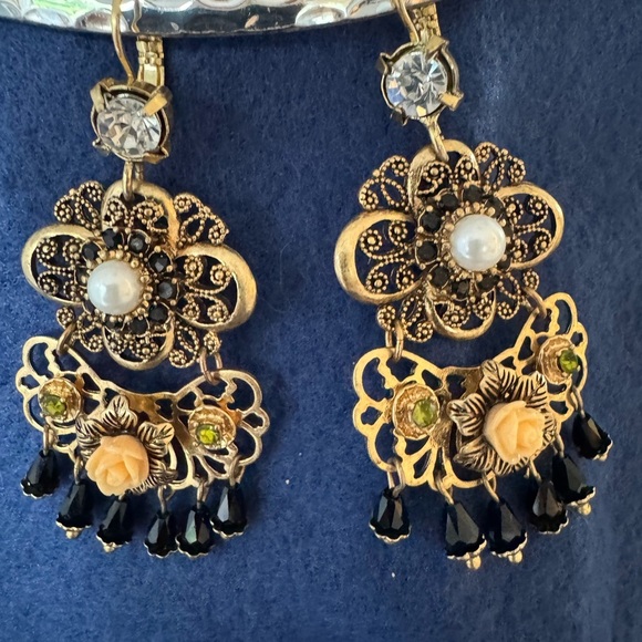 CAbi Gold and Black Baroque Earrings - Picture 5 of 12